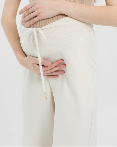 Cream Ultrasoft Bamboo 2.0 Maternity Overlap Pants