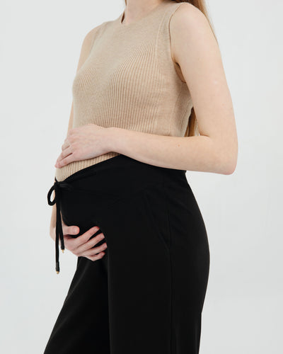 Black Ultrasoft Bamboo 2.0 Maternity Overlap Pants