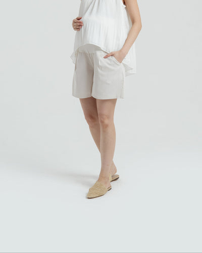 Beige Essential Maternity Shorts