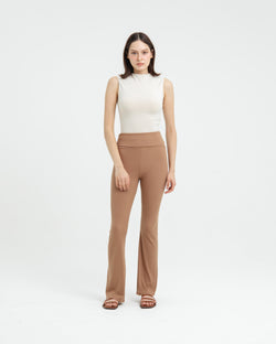 Tan Fold Bamboo Flare Pants