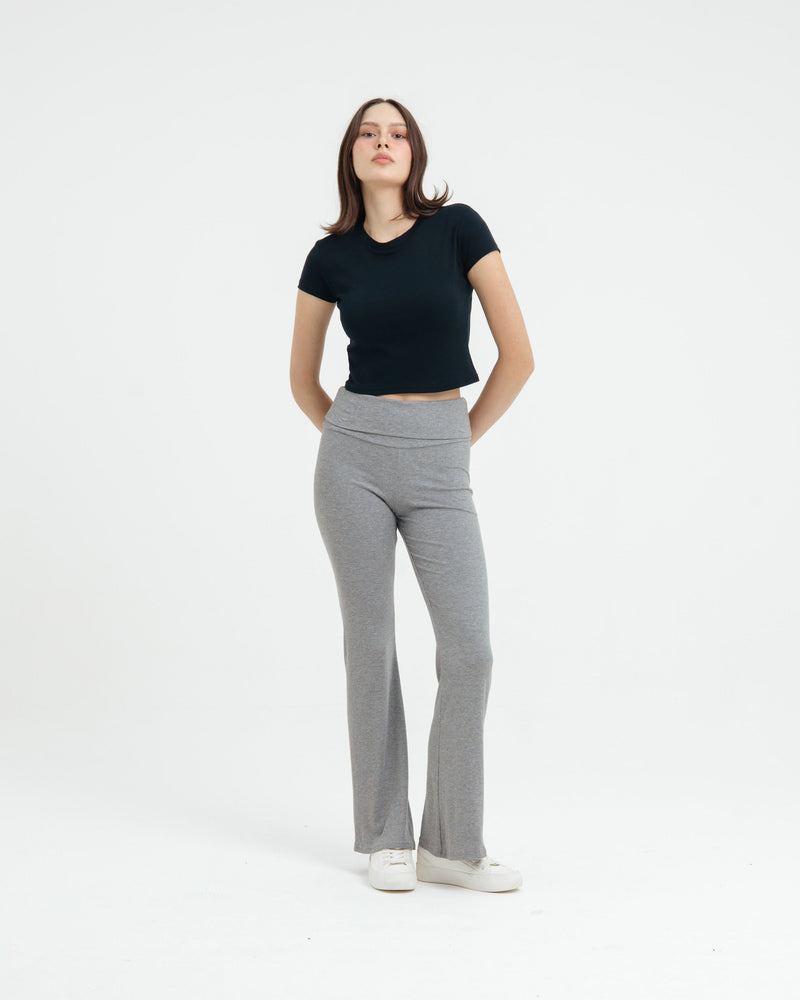 Grey Fold Bamboo Flare Pants