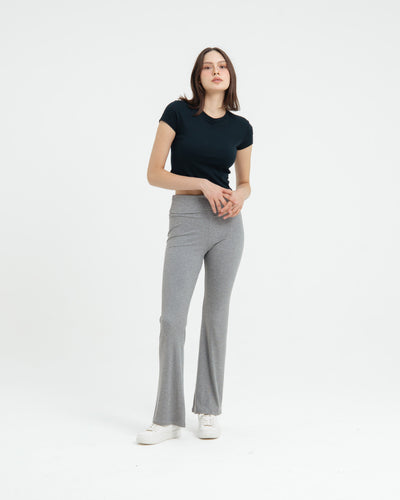 Grey Fold Bamboo Flare Pants