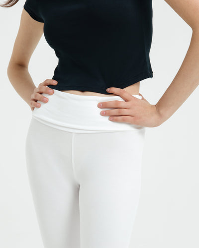 White Fold Bamboo Flare Pants