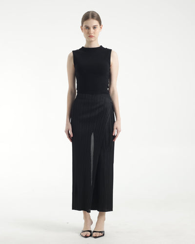 Black Wrap Pleated Pants