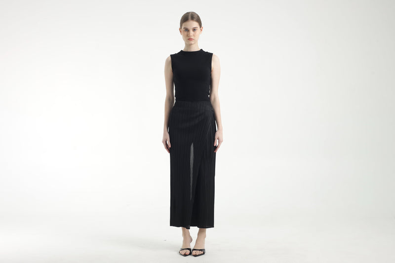 Black Wrap Pleated Pants