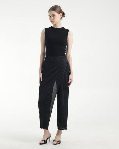 Black Wrap Pleated Pants