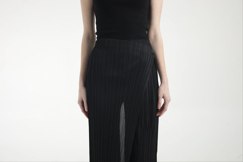Black Wrap Pleated Pants