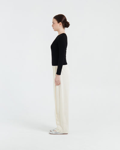 Beige Bamboo Lyocell Barrel Pants