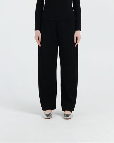 Black Bamboo Lyocell Barrel Pants