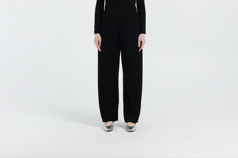 Black Bamboo Lyocell Barrel Pants