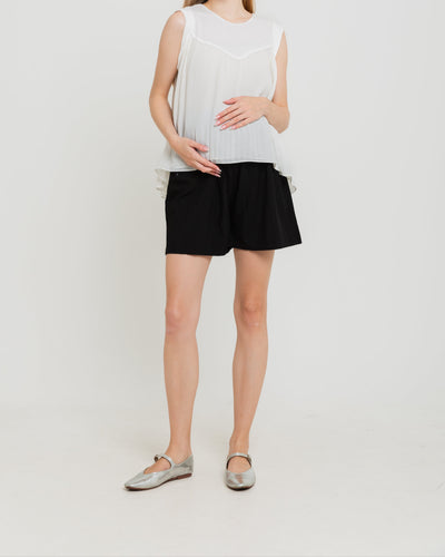 Black Adjustable Maternity Shorts