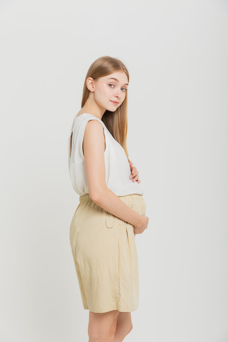 Beige Adjustable Maternity Shorts