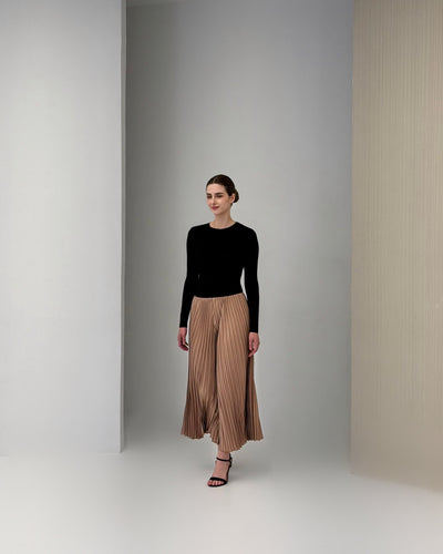 Tan Plie Pleated Pants