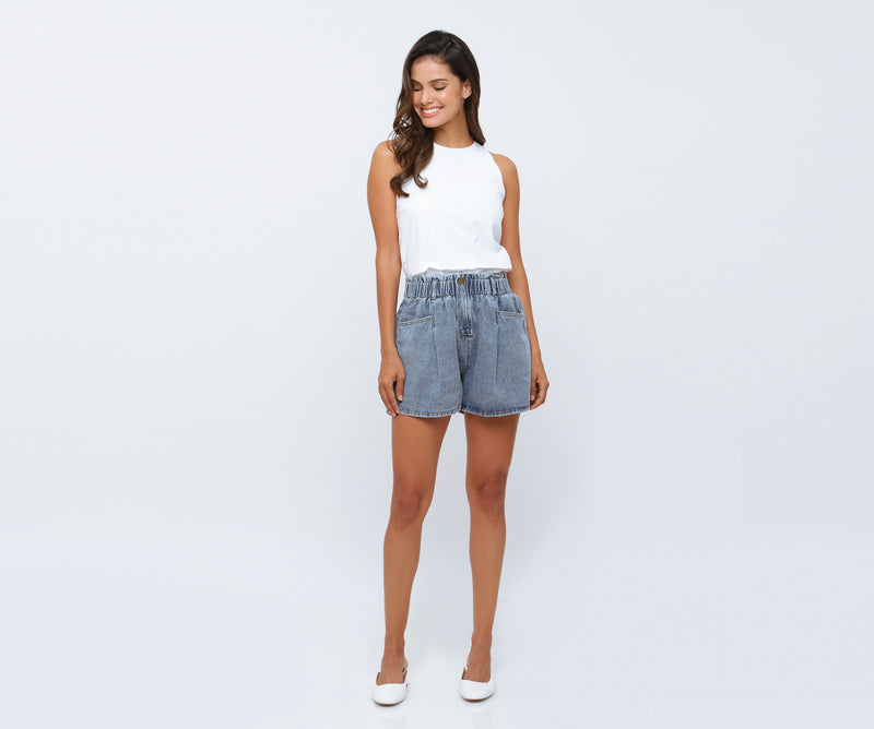 Washed Blue Denim Shorts