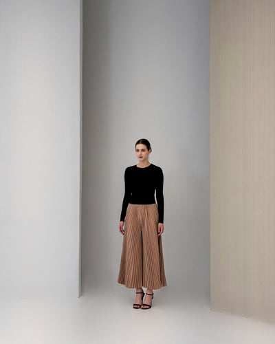 Tan Plie Pleated Pants