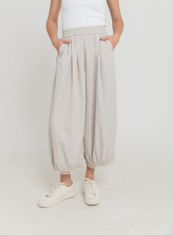 Beige Eyelet Barrel Pants