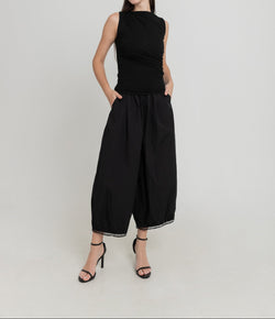 Black Eyelet Barrel Pants