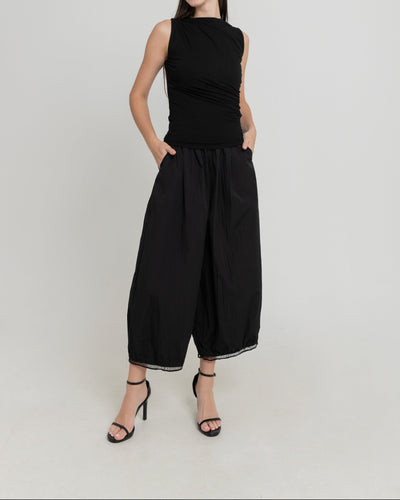 Black Eyelet Barrel Pants