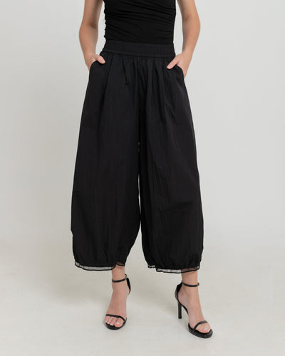 Black Eyelet Barrel Pants