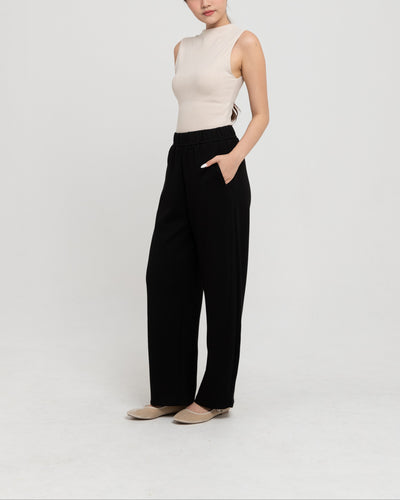 Black Bamboo Lyocell Everyday Barrel Pants