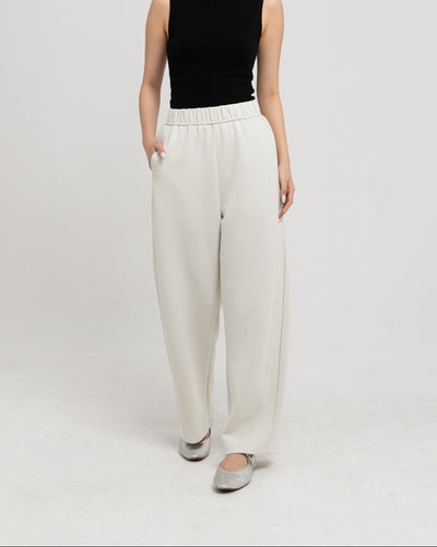 Cream Bamboo Lyocell Everyday Barrel Pants