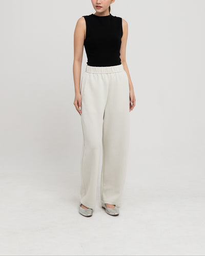 Cream Bamboo Lyocell Everyday Barrel Pants