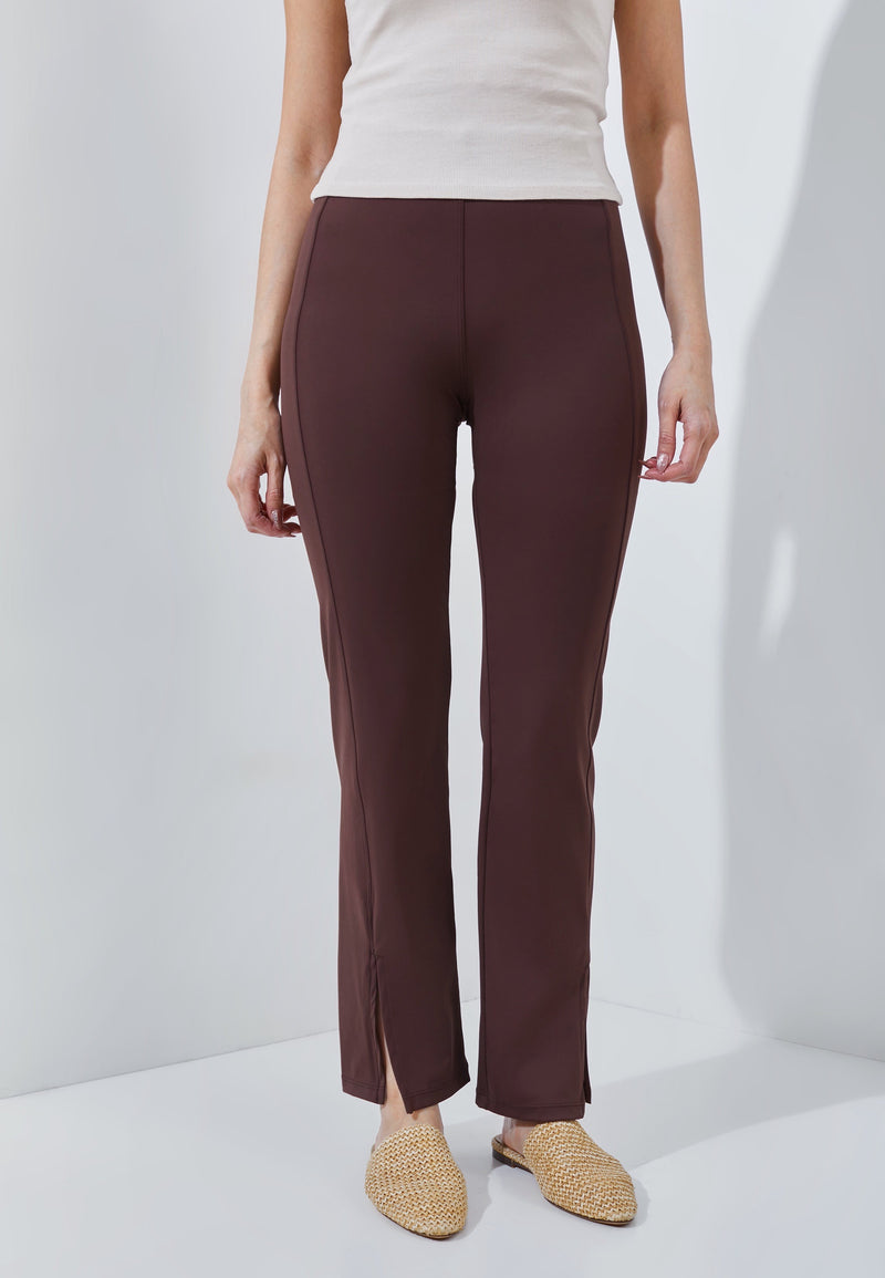 Brown Bamboo Slit Pants