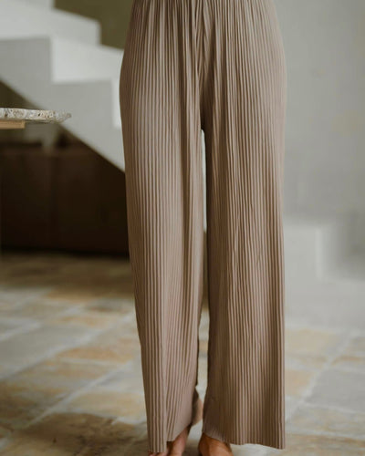 Taupe Easy Pleated Pants