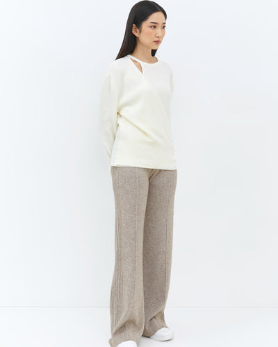 Taupe Knit Winter Loose Pants