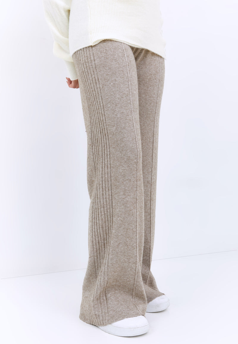 Taupe Knit Winter Loose Pants