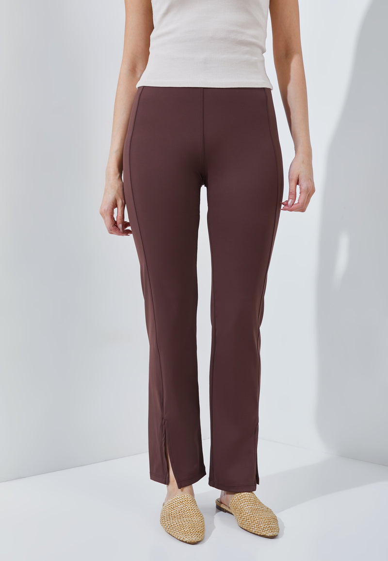 Brown Bamboo Slit Pants