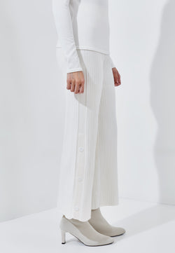 White Knit Winter Button Pants