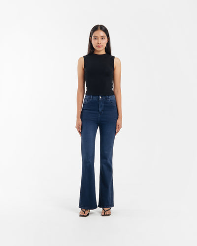 Dark Blue Elongating Flare Jeans