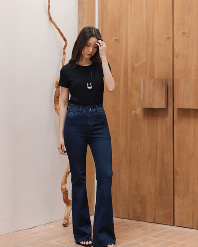 Dark Blue Elongating Flare Jeans