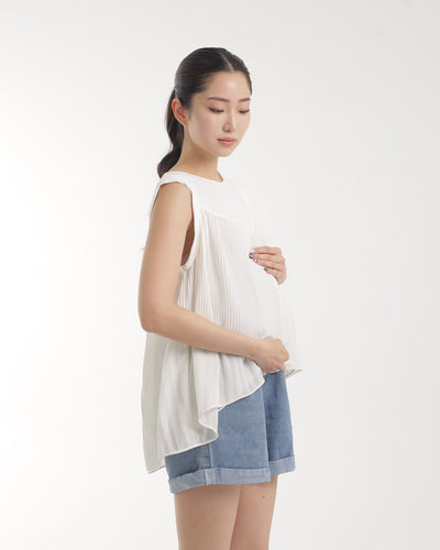 Blue Sally Denim Shorts Maternity