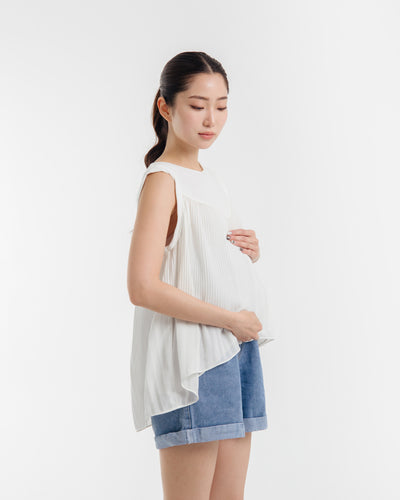 Blue Sally Denim Shorts Maternity