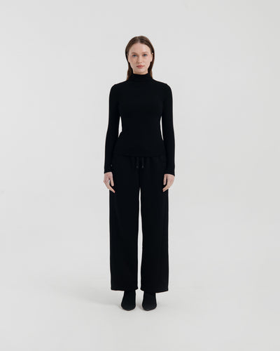 Black Soft Fleece Winter Pants