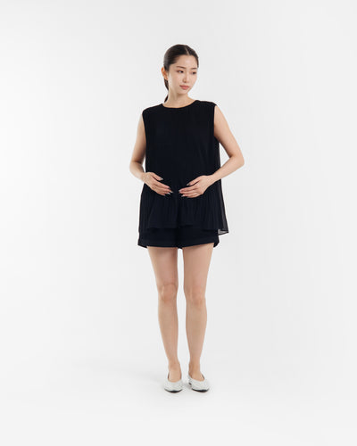 Black Sally Denim Shorts Maternity