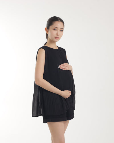 Black Sally Denim Shorts Maternity
