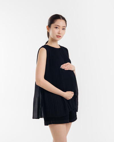 Black Sally Denim Shorts Maternity