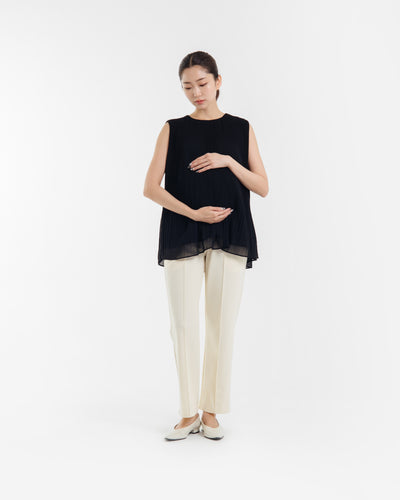 Beige Bamboo Maternity Relaxed Pants