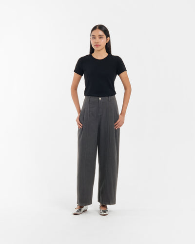 Grey Everyday Cotton Denim Loose Pants