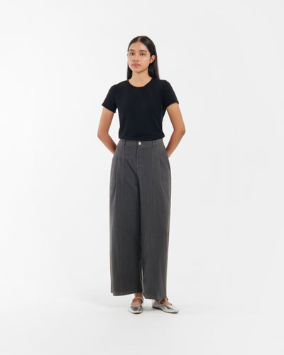 Grey Everyday Cotton Denim Loose Pants