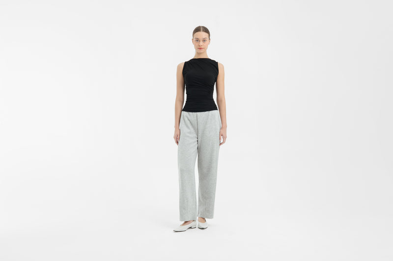 Grey Bamboo Lyocell Barrel Pants