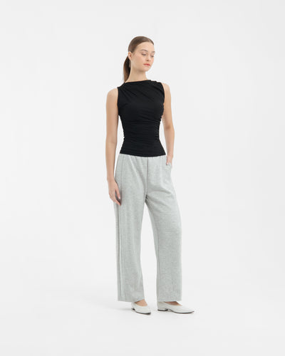 Grey Bamboo Lyocell Barrel Pants