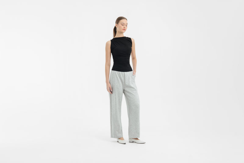 Grey Bamboo Lyocell Barrel Pants