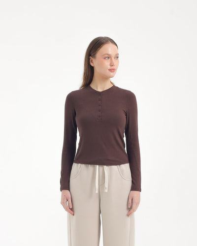 Brown Bamboo Hanley Long Sleeve Top