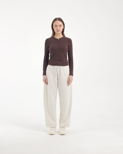 Beige Winter Bamboo Barrel Pants