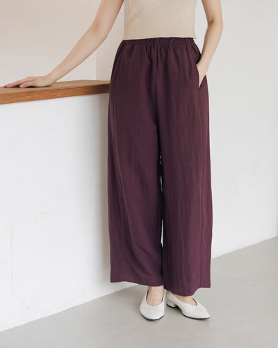 Wine Bamboo Linen Pants