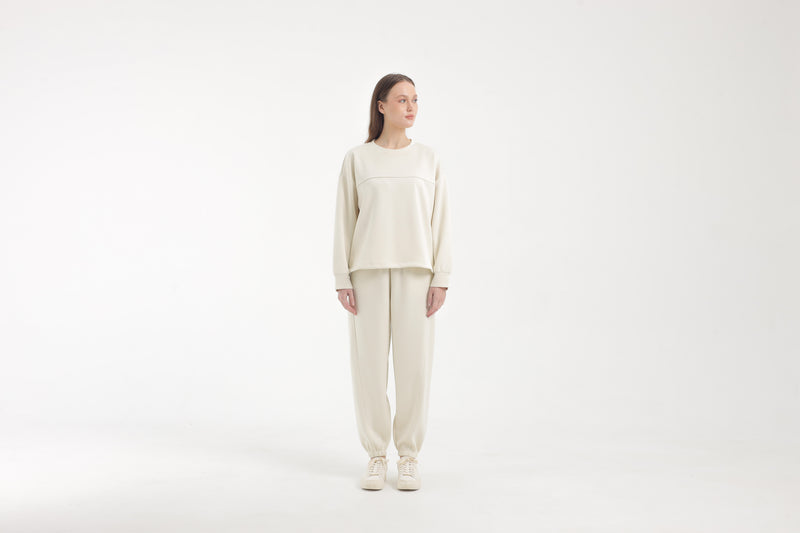 Cream Bamboo Lyocell Jogger Set